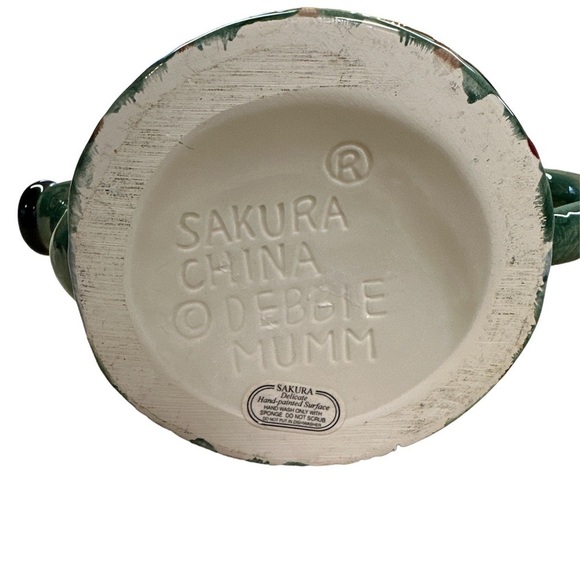 Sakura Debbie Mumm Ceramic Birdhouses Picket Fence Teapot With Blackbird on Lid - Picture 5 of 15